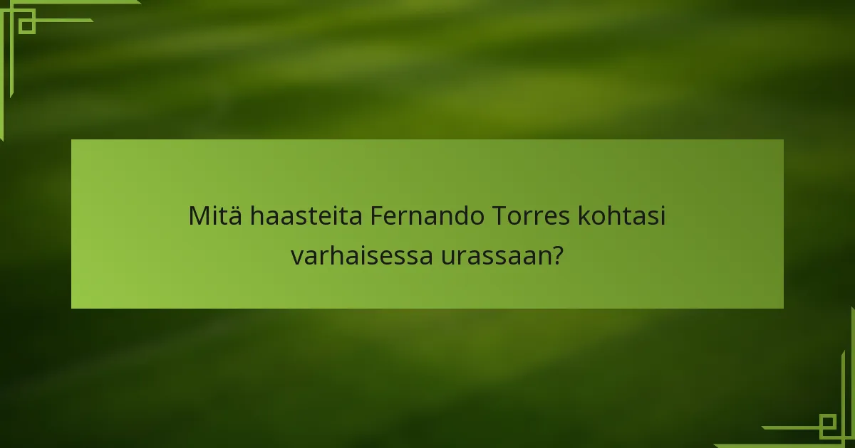 Mitä haasteita Fernando Torres kohtasi varhaisessa urassaan?
