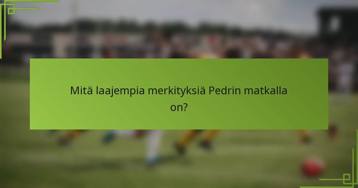 Mitä laajempia merkityksiä Pedrin matkalla on?
