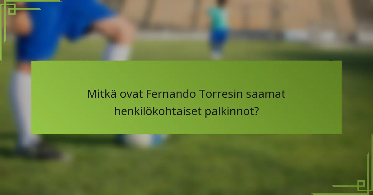 Mitkä ovat Fernando Torresin saamat henkilökohtaiset palkinnot?