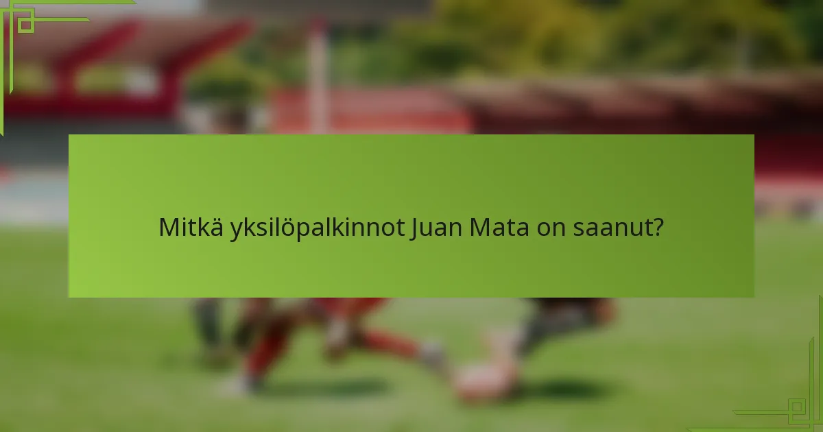 Mitkä yksilöpalkinnot Juan Mata on saanut?